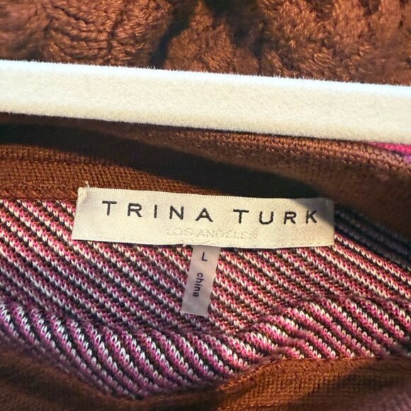 Trina Turk Brown Cardigan and Skirt with Pink Trim - Picture 6 of 6